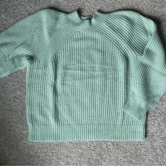 LOFT Mockneck Knit Sweater in Light Green - Picture 3 of 6